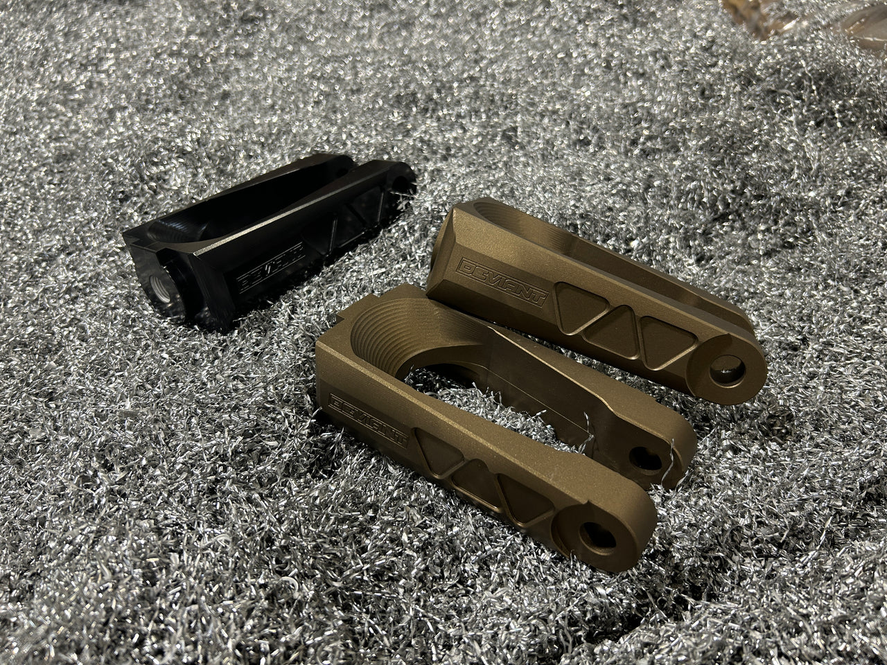 Custom Burnt Bronze Billet Shock Fork Set for 2022 Polaris Pro R with Live Valve Fox 3.0 & Walker Evans 2.5" Velocity Shocks
